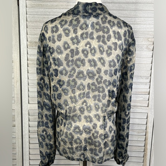 CARLISLE 100% Silk Sheer Leopard Print Blouse-8 - Picture 2 of 3